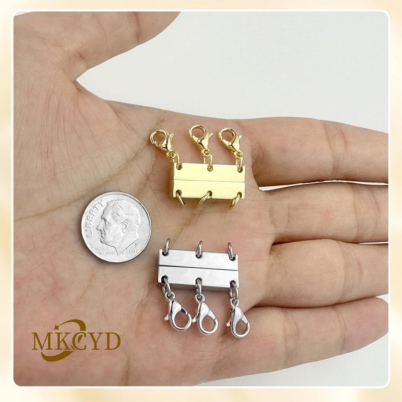 MKCYD Multi Necklace Layering Clasp Strong Magnetic Clasps, Gold and Silver Necklace Separator for Layering, Multiple Jewelry Closures for Layered Look - Image 2